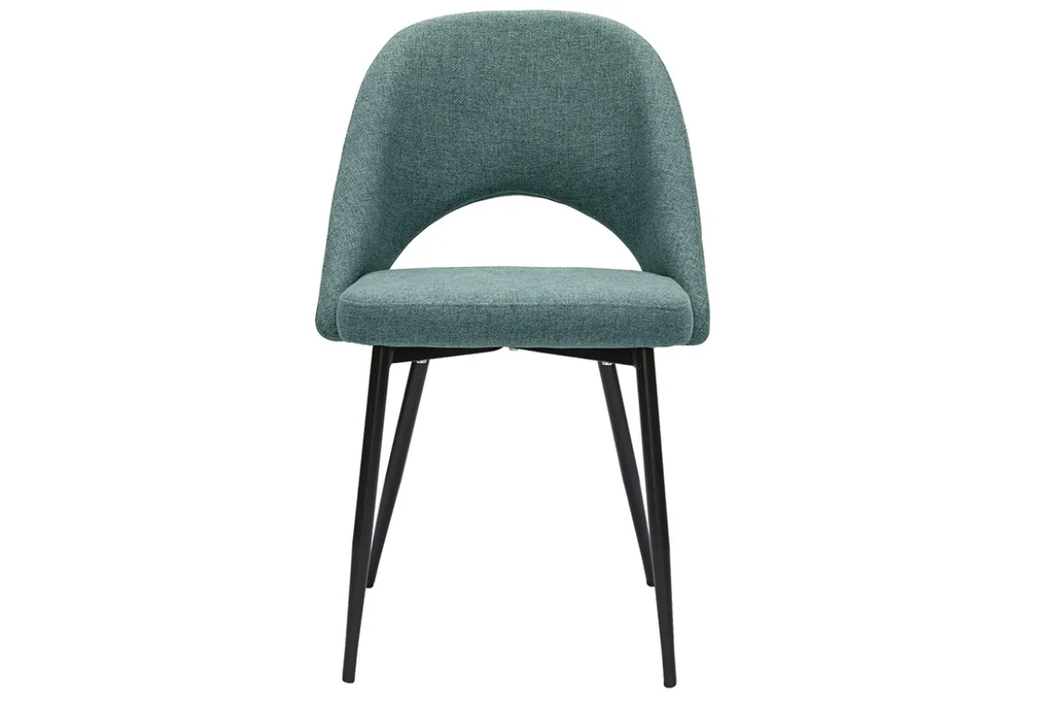 Chaises vintage en tissu vert de gris et métal noir (lot de 2) COSETTE