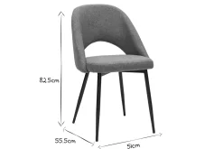 Chaises vintage en tissu vert de gris et métal noir (lot de 2) COSETTE