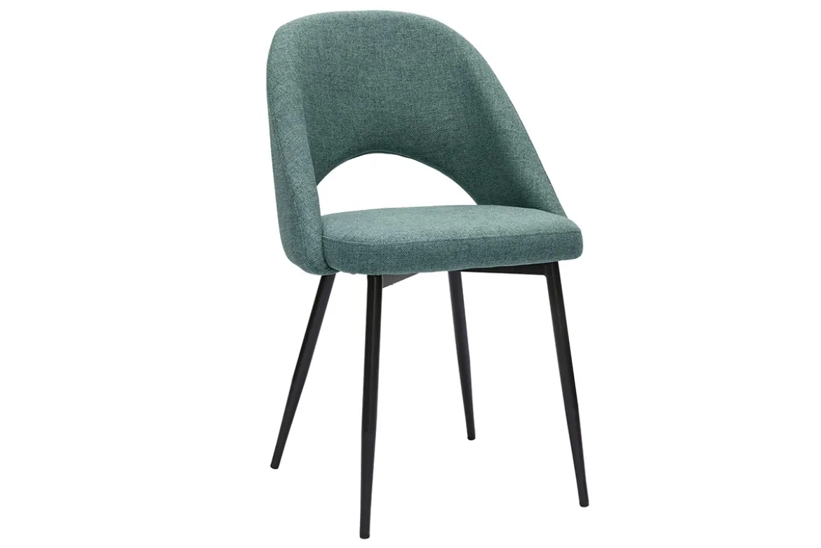 Chaises vintage en tissu vert de gris et métal noir (lot de 2) COSETTE