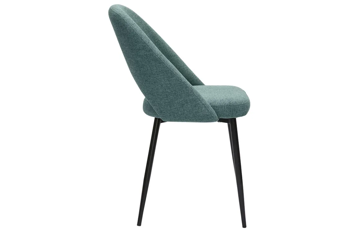 Chaises vintage en tissu vert de gris et métal noir (lot de 2) COSETTE