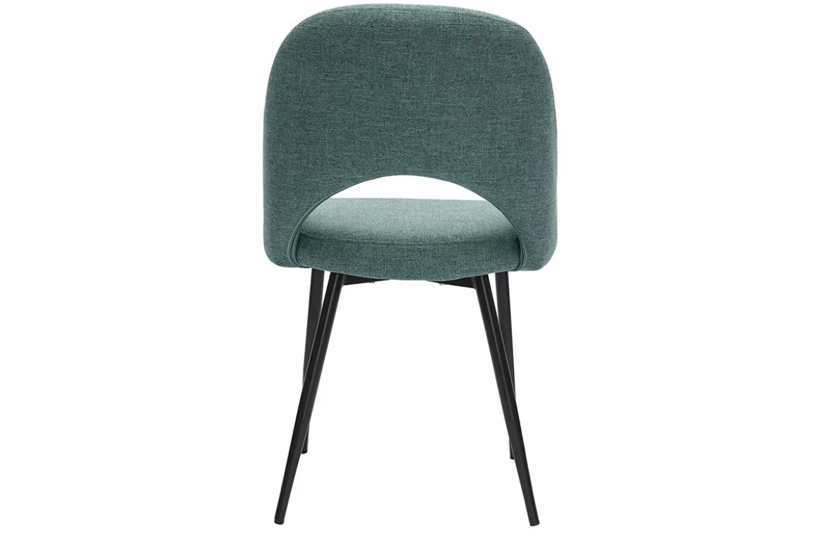 Chaises vintage en tissu vert de gris et métal noir (lot de 2) COSETTE