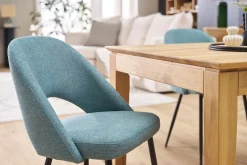 Chaises vintage en tissu vert de gris et métal noir (lot de 2) COSETTE
