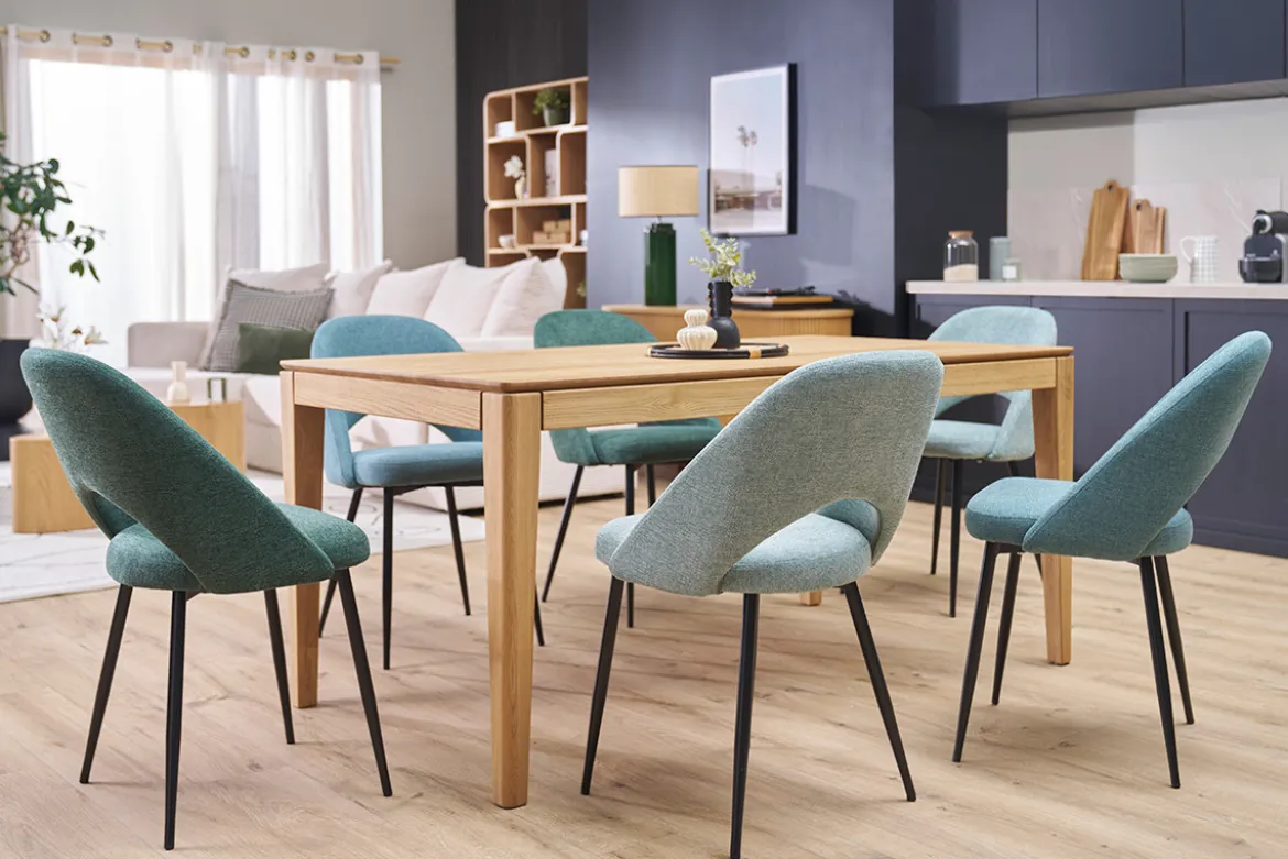 Chaises vintage en tissu vert de gris et métal noir (lot de 2) COSETTE