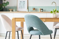 Chaises vintage en tissu vert de gris et métal noir (lot de 2) COSETTE