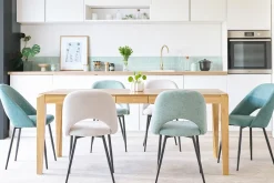 Chaises vintage en tissu vert de gris et métal noir (lot de 2) COSETTE