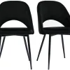 Chaises vintage noires en tissu velours et métal (lot de 2) COSETTE