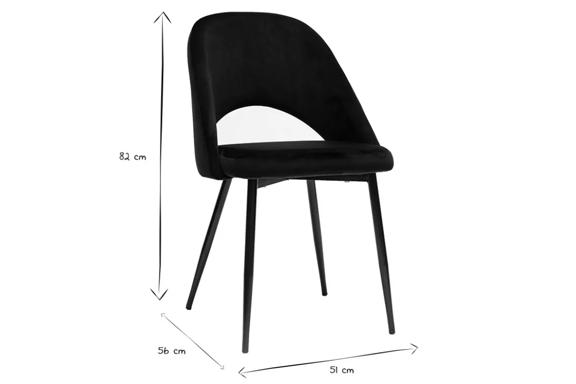 Chaises vintage noires en tissu velours et métal (lot de 2) COSETTE