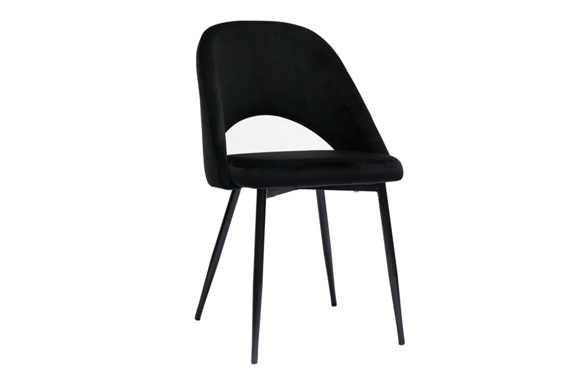 Chaises vintage noires en tissu velours et métal (lot de 2) COSETTE
