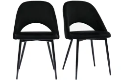 Chaises vintage noires en tissu velours et métal (lot de 2) COSETTE