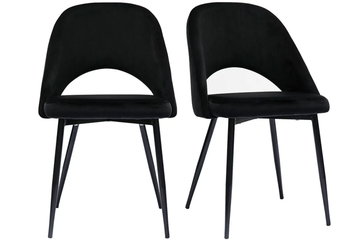 Chaises vintage noires en tissu velours et métal (lot de 2) COSETTE