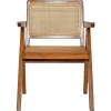 Chaise vintage en bois teck massif et cannage rotin JANNIE