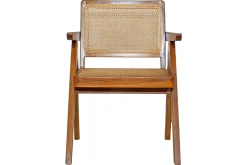 Chaise vintage en bois teck massif et cannage rotin JANNIE