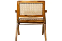 Chaise vintage en bois teck massif et cannage rotin JANNIE