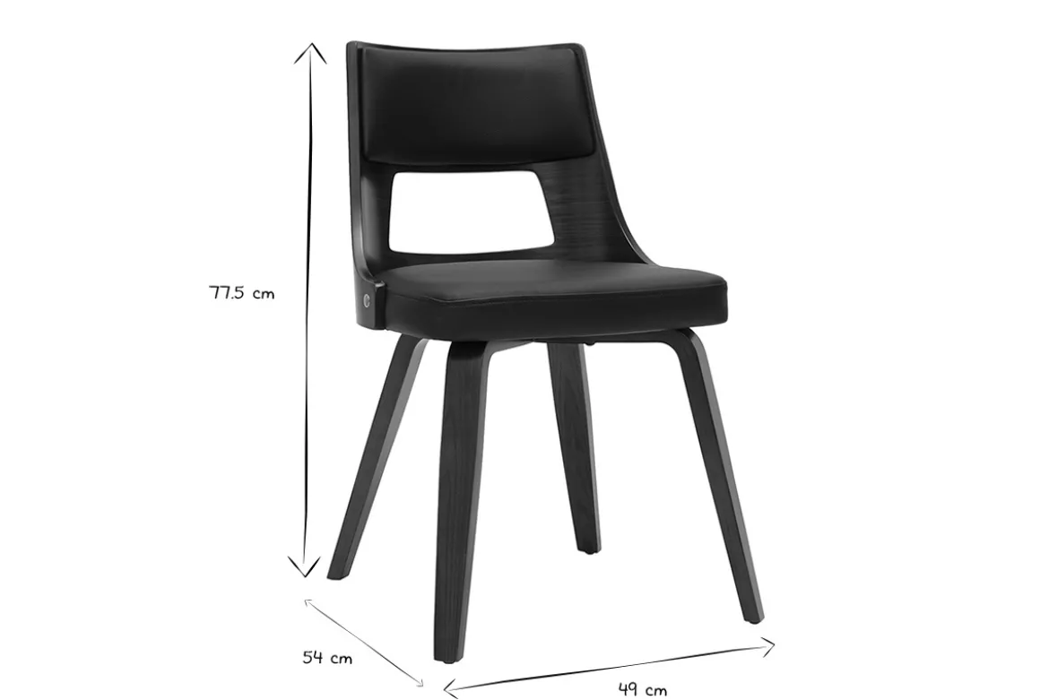 Chaise vintage noir et bois foncé GARBO