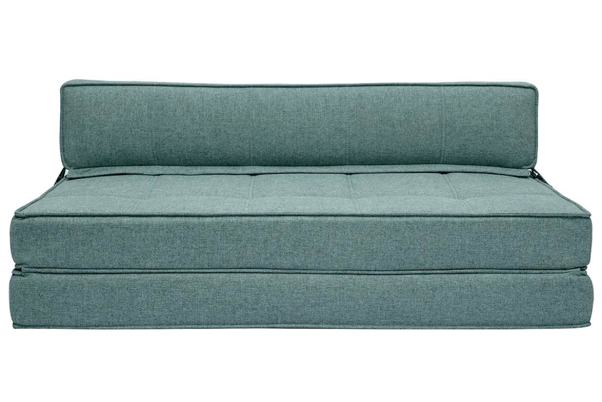 Chauffeuse convertible 2 places en tissu vert de gris KATY