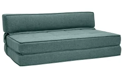 Chauffeuse convertible 2 places en tissu vert de gris KATY