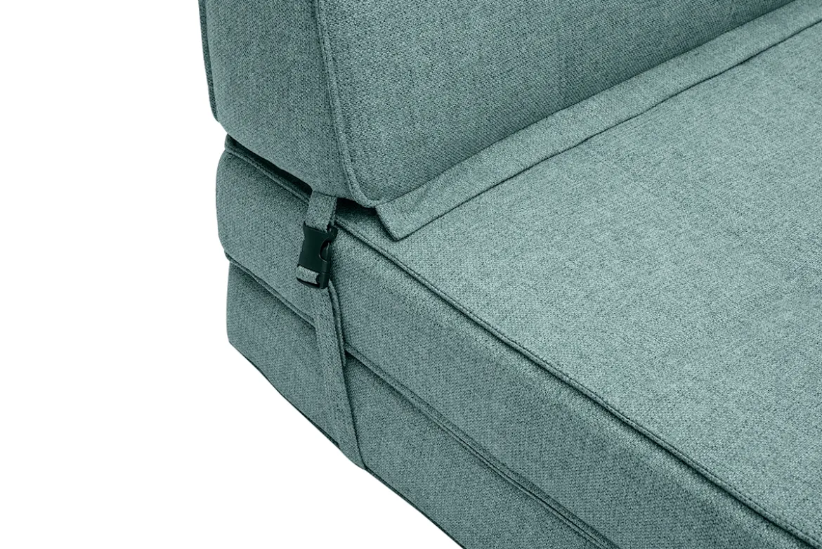 Chauffeuse convertible 2 places en tissu vert de gris KATY