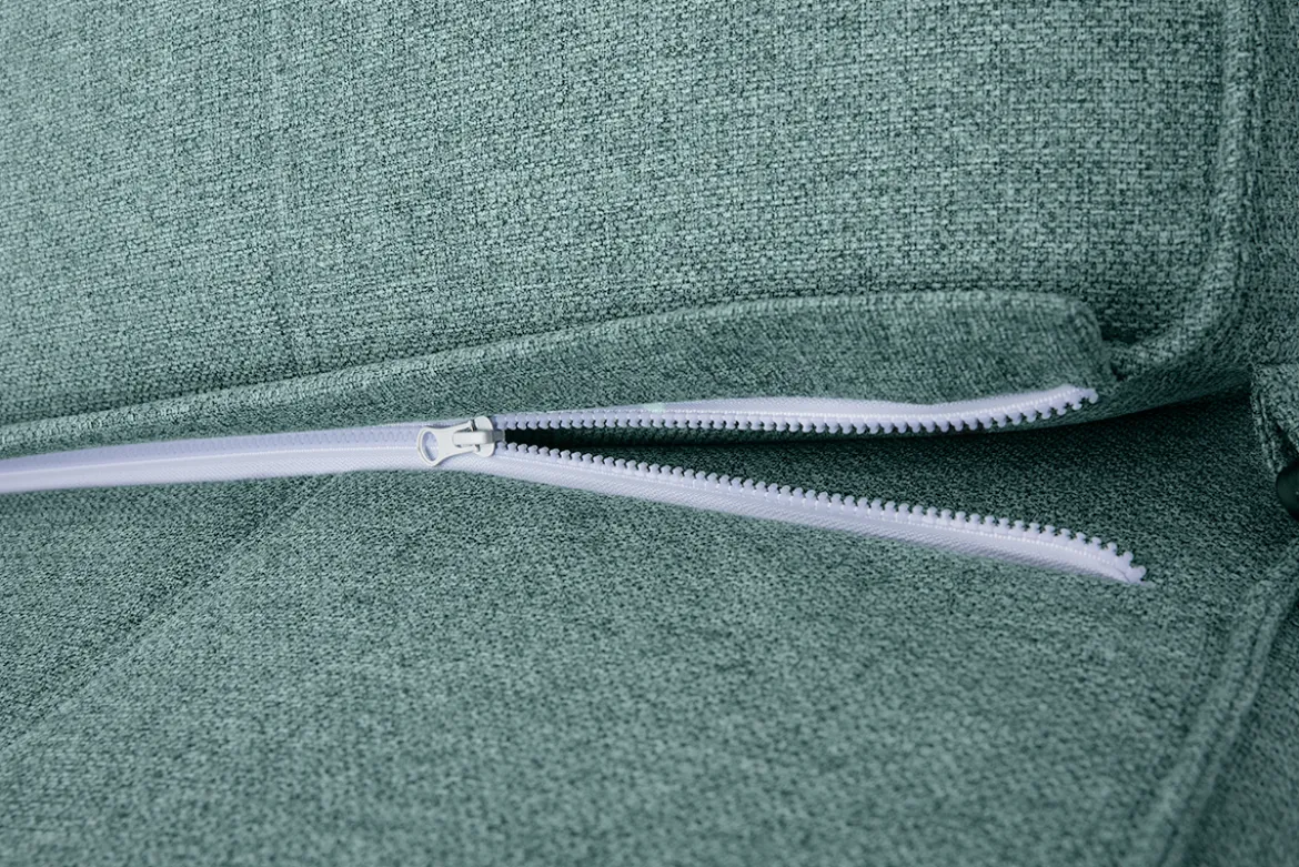 Chauffeuse convertible 2 places en tissu vert de gris KATY