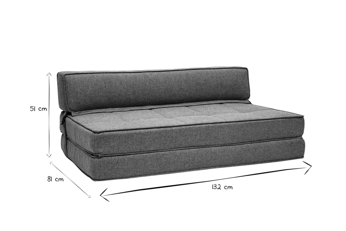 Chauffeuse convertible 2 places en tissu vert de gris KATY