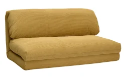 Chauffeuse convertible 2 places en tissu velours côtelé jaune curry SPENCER