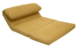 Chauffeuse convertible 2 places en tissu velours côtelé jaune curry SPENCER