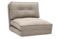 Chauffeuse 1 place convertible en tissu taupe SALLY