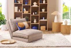 Chauffeuse 1 place convertible en tissu taupe SALLY
