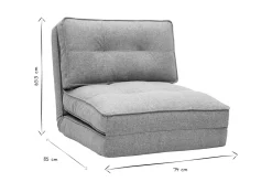 Chauffeuse 1 place convertible en tissu taupe SALLY