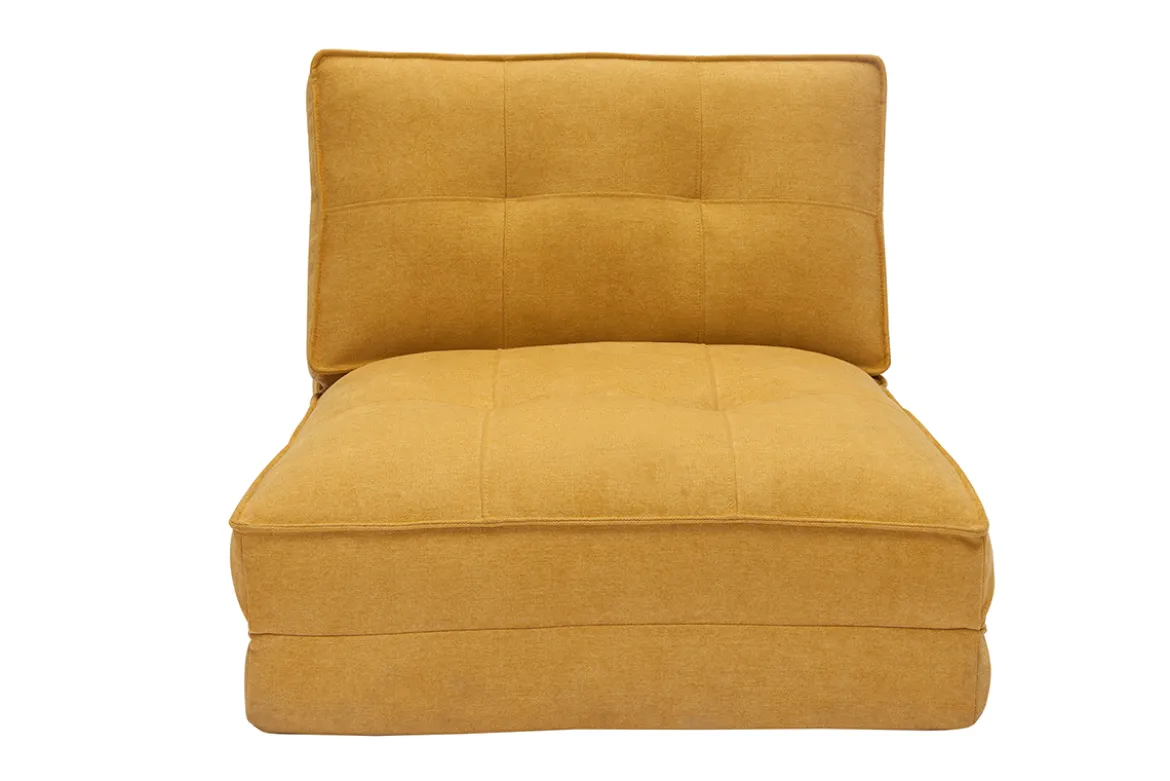 Chauffeuse 1 place convertible en tissu effet velours jaune moutarde SALLY