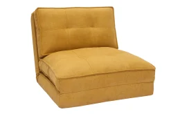 Chauffeuse 1 place convertible en tissu effet velours jaune moutarde SALLY