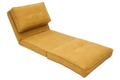Chauffeuse 1 place convertible en tissu effet velours jaune moutarde SALLY
