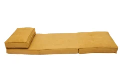 Chauffeuse 1 place convertible en tissu effet velours jaune moutarde SALLY