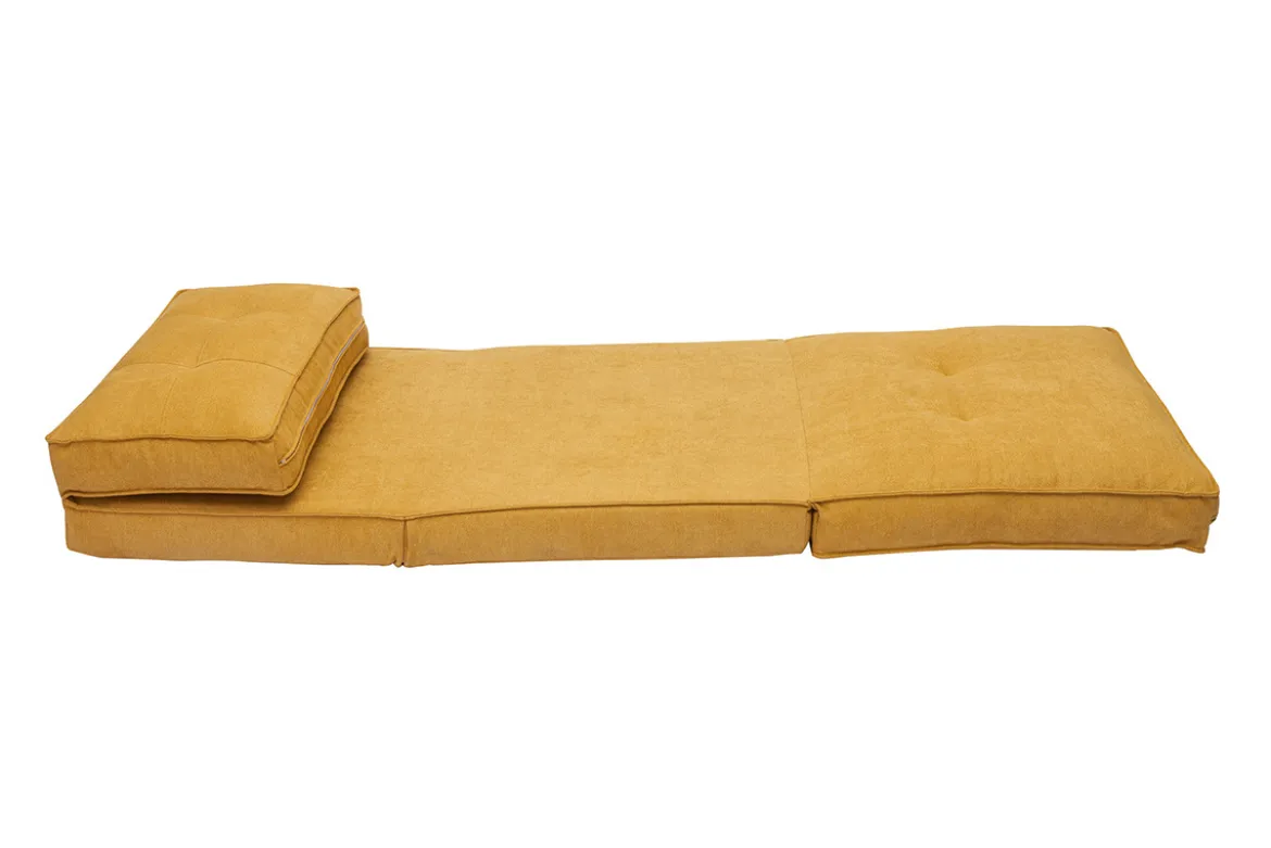 Chauffeuse 1 place convertible en tissu effet velours jaune moutarde SALLY