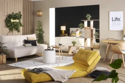 Chauffeuse 1 place convertible en tissu effet velours jaune moutarde SALLY