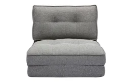 Chauffeuse 1 place convertible en tissu gris chiné SALLY