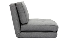 Chauffeuse 1 place convertible en tissu gris chiné SALLY