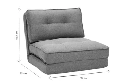 Chauffeuse 1 place convertible en tissu gris chiné SALLY