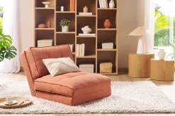 Chauffeuse 1 place convertible en tissu terracotta SALLY