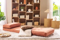 Chauffeuse 1 place convertible en tissu terracotta SALLY