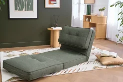 Chauffeuse 1 place convertible en tissu vert kaki SALLY