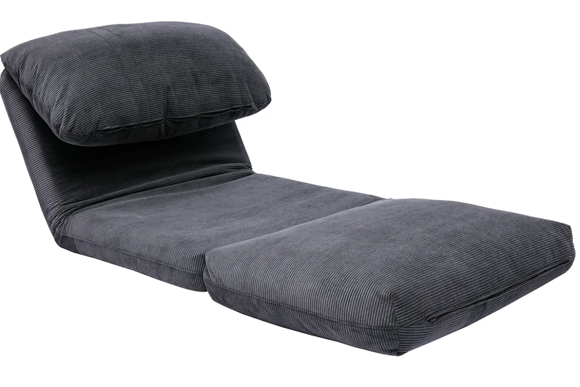 Chauffeuse 1 place convertible en tissu velours côtelé gris foncé SPENCER