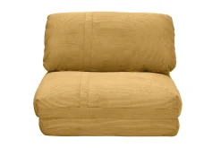 Chauffeuse 1 place convertible en tissu velours côtelé jaune curry SPENCER