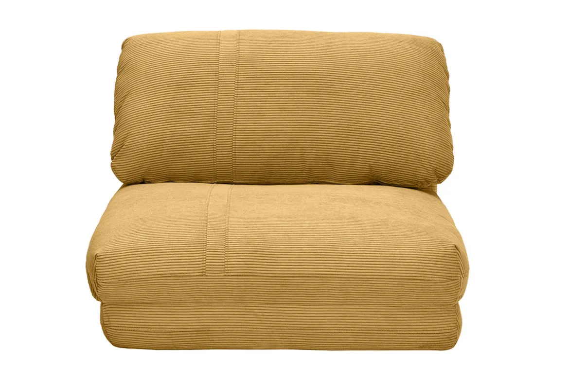 Chauffeuse 1 place convertible en tissu velours côtelé jaune curry SPENCER