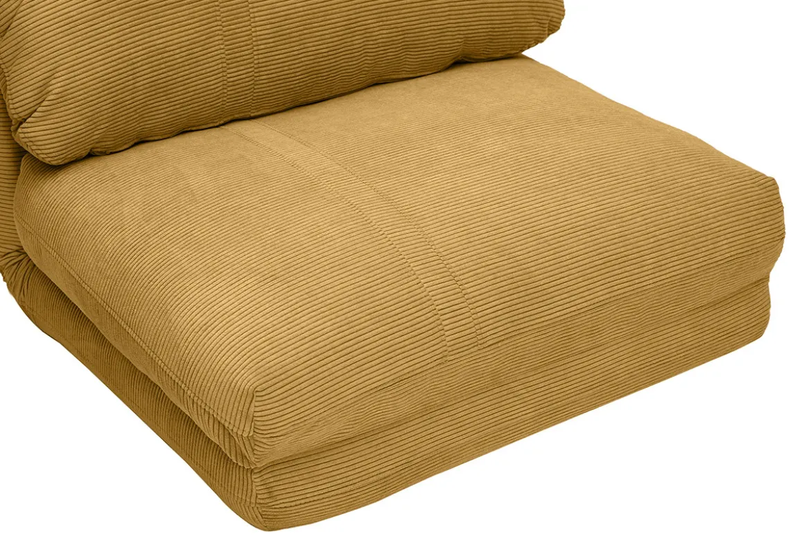 Chauffeuse 1 place convertible en tissu velours côtelé jaune curry SPENCER