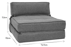 Chauffeuse 1 place convertible en tissu gris KATY