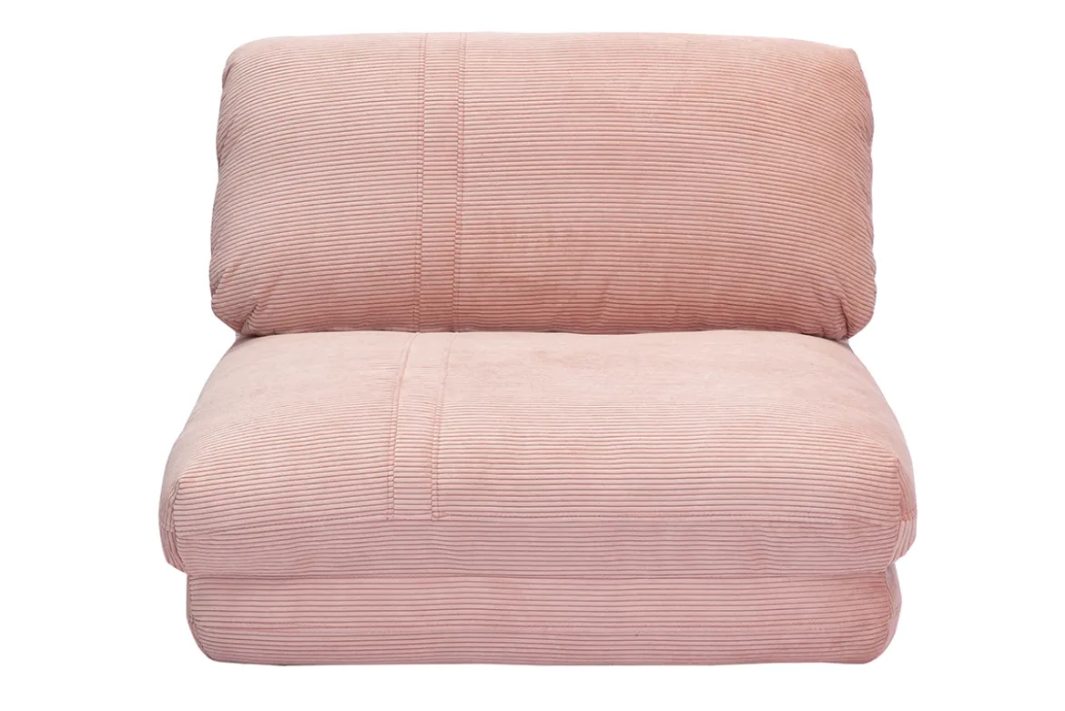 Chauffeuse 1 place convertible en tissu velours côtelé rose SPENCER