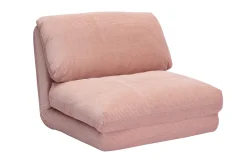 Chauffeuse 1 place convertible en tissu velours côtelé rose SPENCER