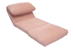 Chauffeuse 1 place convertible en tissu velours côtelé rose SPENCER