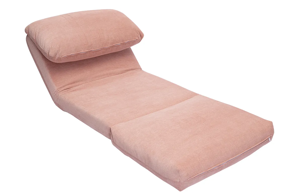 Chauffeuse 1 place convertible en tissu velours côtelé rose SPENCER