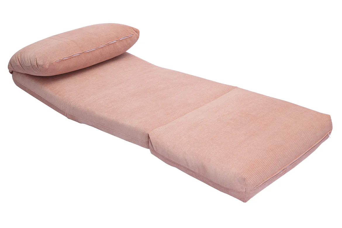 Chauffeuse 1 place convertible en tissu velours côtelé rose SPENCER